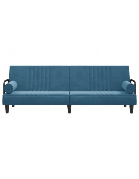 Divano Letto con Braccioli Blu in Velluto