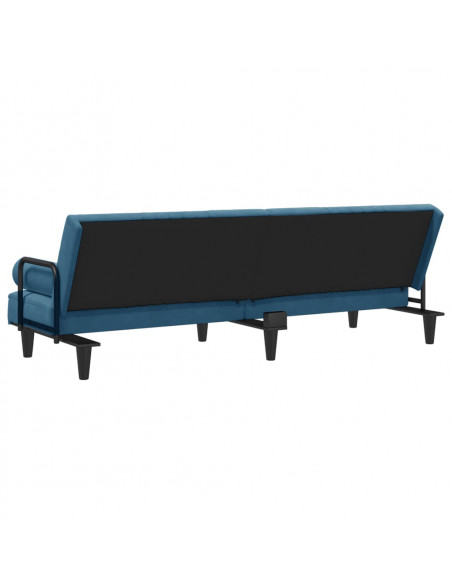 Divano Letto con Braccioli Blu in Velluto