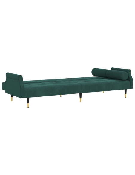 Divano Letto con Cuscini Verde Scuro in Velluto