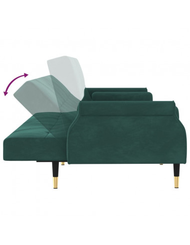 Divano Letto con Cuscini Verde Scuro in Velluto