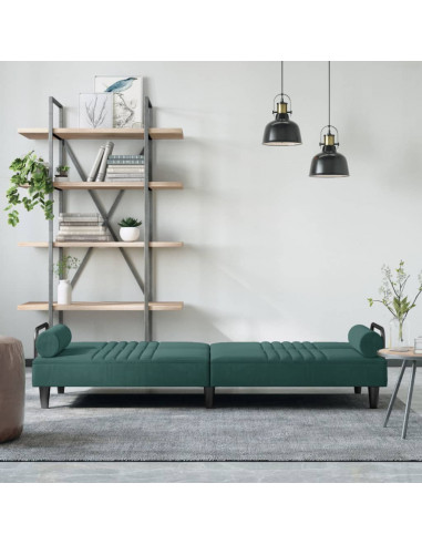 Divano Letto con Braccioli Verde Scuro in Velluto