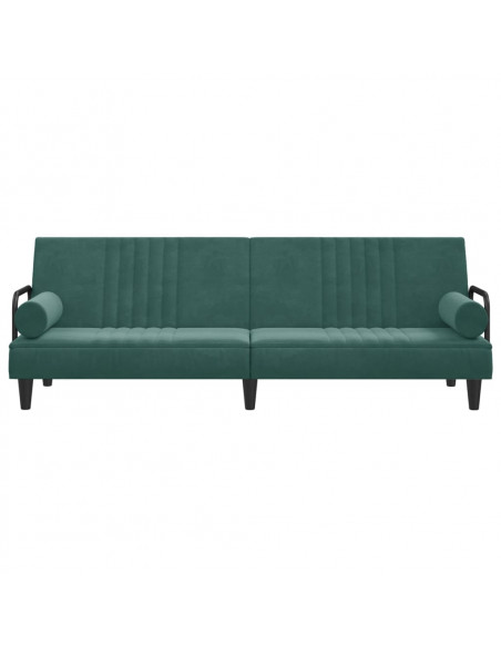 Divano Letto con Braccioli Verde Scuro in Velluto