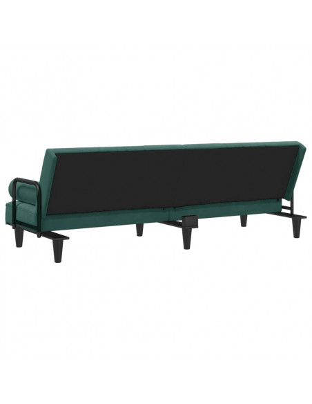 Divano Letto con Braccioli Verde Scuro in Velluto