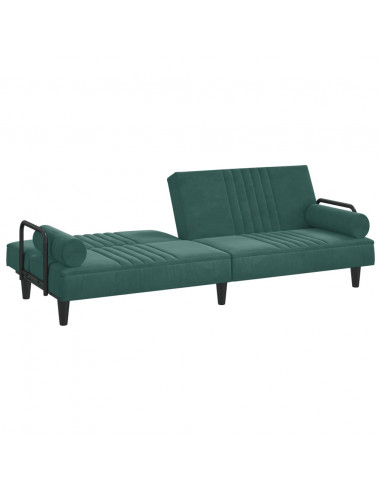 Divano Letto con Braccioli Verde Scuro in Velluto