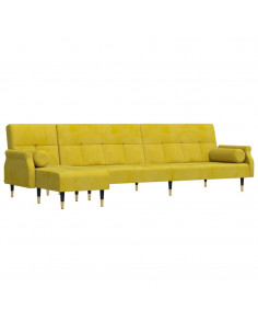 Divano Letto a L Giallo 271x140x70 cm in Velluto