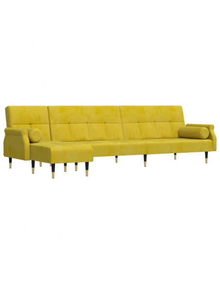 Divano Letto a L Giallo 271x140x70 cm in Velluto