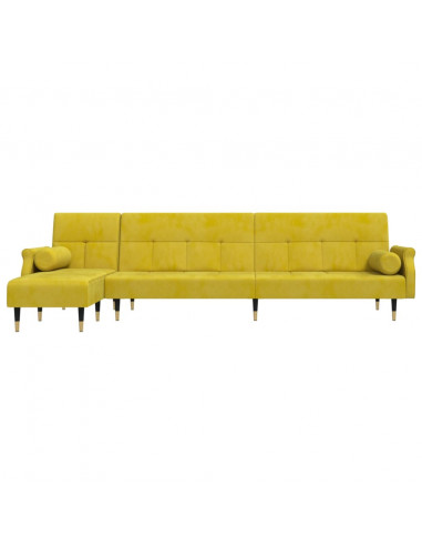 Divano Letto a L Giallo 271x140x70 cm in Velluto