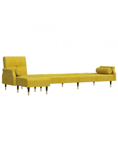 Divano Letto a L Giallo 271x140x70 cm in Velluto
