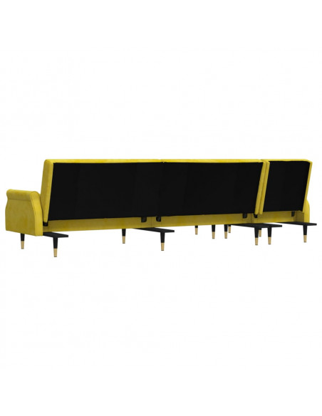 Divano Letto a L Giallo 271x140x70 cm in Velluto