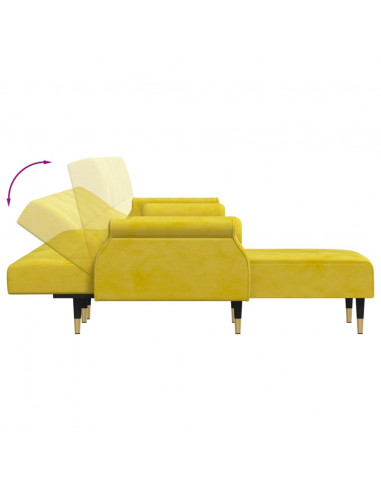 Divano Letto a L Giallo 271x140x70 cm in Velluto