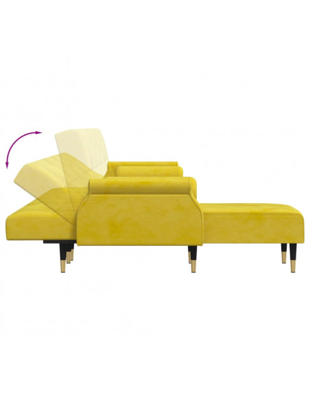Divano Letto a L Giallo 271x140x70 cm in Velluto