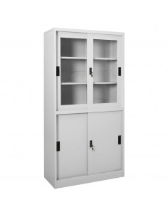 Armadio con Anta Scorrevole Grigio Chiaro 90x40x180 cm Acciaio