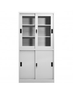 Armadio con Anta Scorrevole Grigio Chiaro 90x40x180 cm Acciaio 2