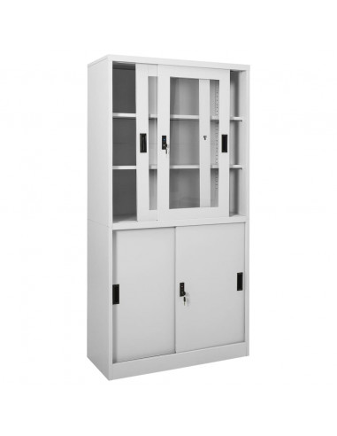 Armadio con Anta Scorrevole Grigio Chiaro 90x40x180 cm Acciaio