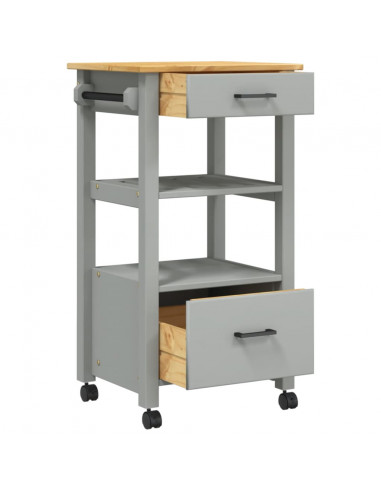 Carrello da Cucina MONZA 48x40x90 cm in Legno Massello di Pino