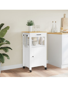 Carrello da Cucina MONZA 48x40x90 cm in Legno Massello di Pino 2