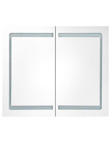 Armadietto Bagno con Specchio e LED Rovere 80x12x68 cm