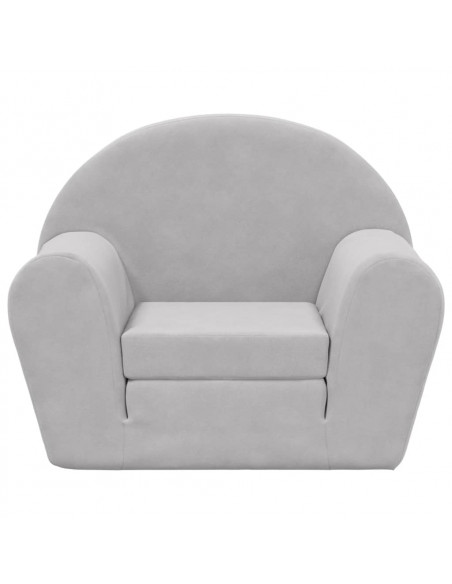 Divano Letto per Bambini Grigio Chiaro in Morbido Peluche