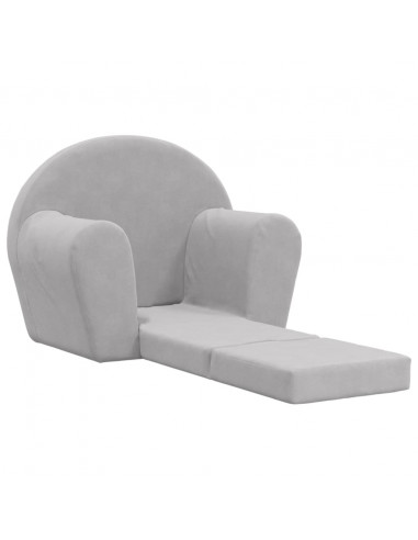 Divano Letto per Bambini Grigio Chiaro in Morbido Peluche