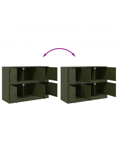 Credenza Verde Oliva 99x39x73 cm in Acciaio