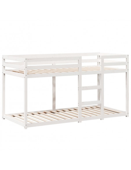 Letto a Castello con Tetto Bianco 90x200 cm in Legno di Pino