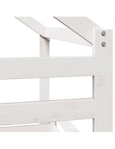 Letto a Castello con Tetto Bianco 90x200 cm in Legno di Pino