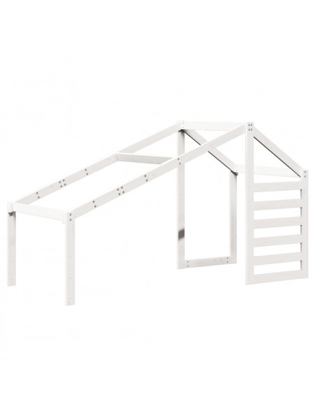 Letto a Soppalco con Tetto Bianco 90x200 cm in Legno di Pino