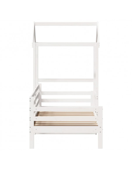 Dormeuse con Tetto 90x200 cm Bianco in Legno Massello di Pino