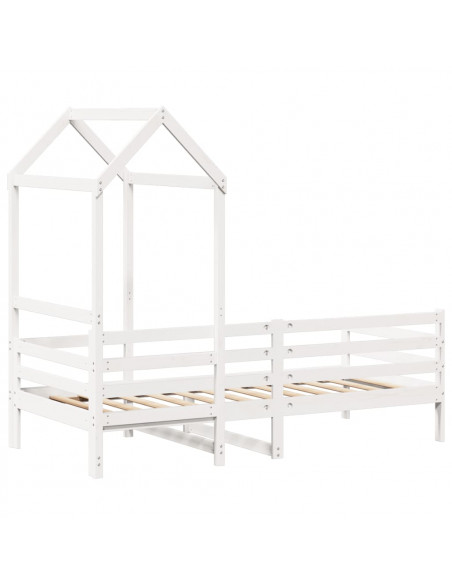 Dormeuse con Tetto 90x200 cm Bianco in Legno Massello di Pino