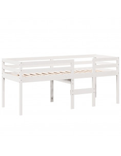 Letto a Soppalco con Tetto Bianco 90x190 cm in Legno di Pino