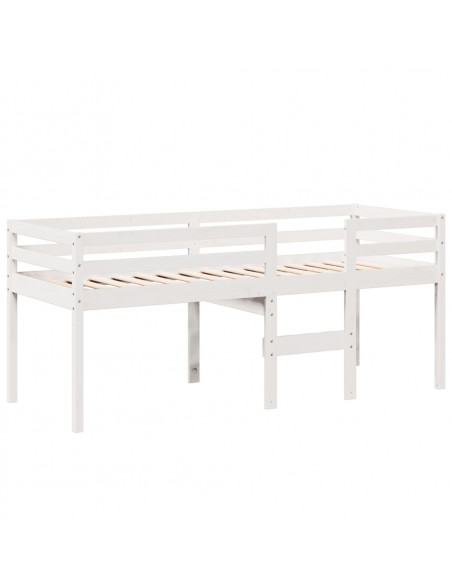 Letto a Soppalco con Tetto Bianco 90x190 cm in Legno di Pino