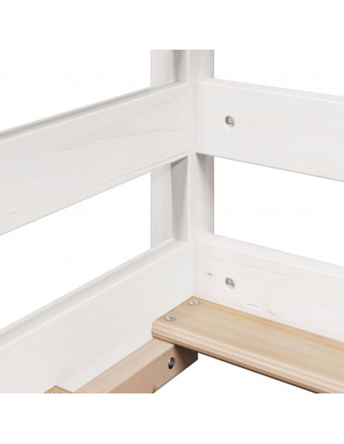 Letto Soppalco con Scala e Tetto Bianco 90x190 cm Massello Pino