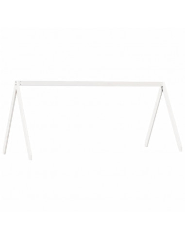 Letto a Soppalco con Tetto Bianco 90x200 cm in Legno di Pino