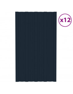 Pannelli da Tetto 12 pz in Acciaio Zincato Antracite 80x45 cm