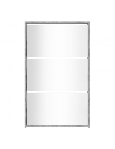Scarpiera con Specchio a 3 Livelli Grigio sonoma 63x17x102,5 cm