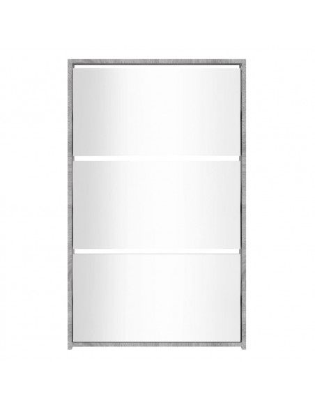 Scarpiera con Specchio a 3 Livelli Grigio sonoma 63x17x102,5 cm