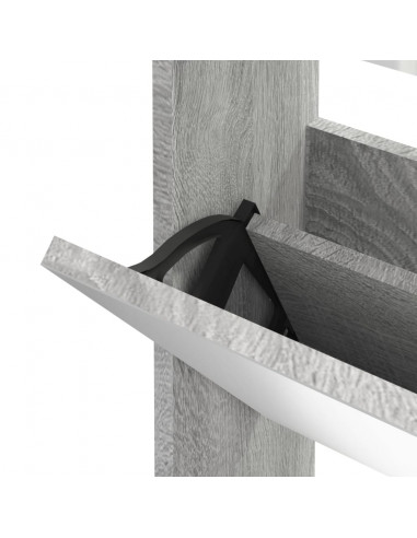 Scarpiera con Specchio a 3 Livelli Grigio sonoma 63x17x102,5 cm