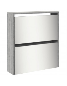 Scarpiera con Specchio a 5 Livelli Grigio Sonoma 63x17x169,5 cm