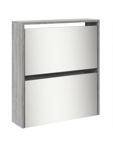 Scarpiera con Specchio a 5 Livelli Grigio Sonoma 63x17x169,5 cm
