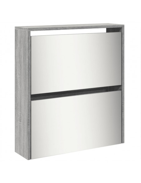 Scarpiera con Specchio a 5 Livelli Grigio Sonoma 63x17x169,5 cm