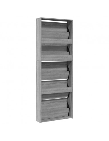 Scarpiera con Specchio a 5 Livelli Grigio Sonoma 63x17x169,5 cm