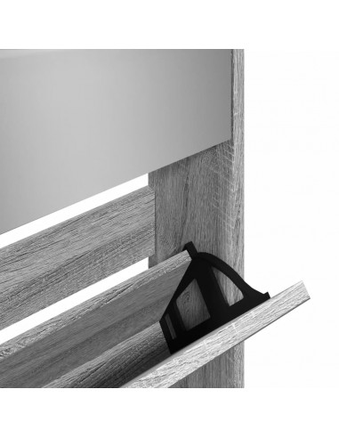 Scarpiera con Specchio a 5 Livelli Grigio Sonoma 63x17x169,5 cm