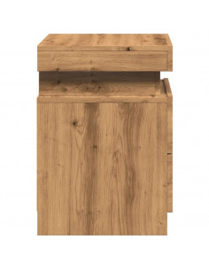 Comodino con LED Rovere Artigianale 35x39x55 cm in Truciolato