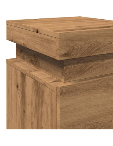 Comodino con LED Rovere Artigianale 35x39x55 cm in Truciolato