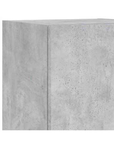 Mobili TV a Muro con LED 5pz Grigio Cemento Legno Multistrato