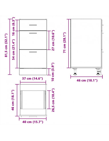 Armadio Inferiore Grigio Sonoma 40x46x81,5 cm Legno Multistrato