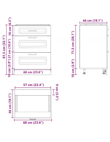 Base da Cucina Kalmar Bianco Lucido in Legno Multistrato