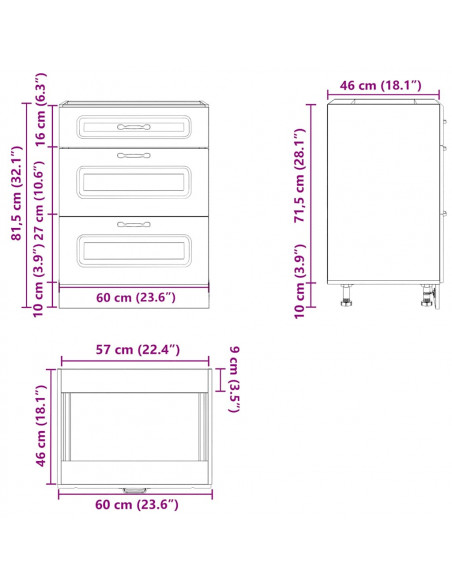 Base da Cucina Kalmar Bianco Lucido in Legno Multistrato