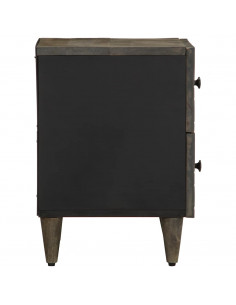 Comodini 2pz Grigio Chiaro 40x33x46 cm in Legno Massello Mango