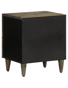Comodini 2pz Grigio Chiaro 40x33x46 cm in Legno Massello Mango 2